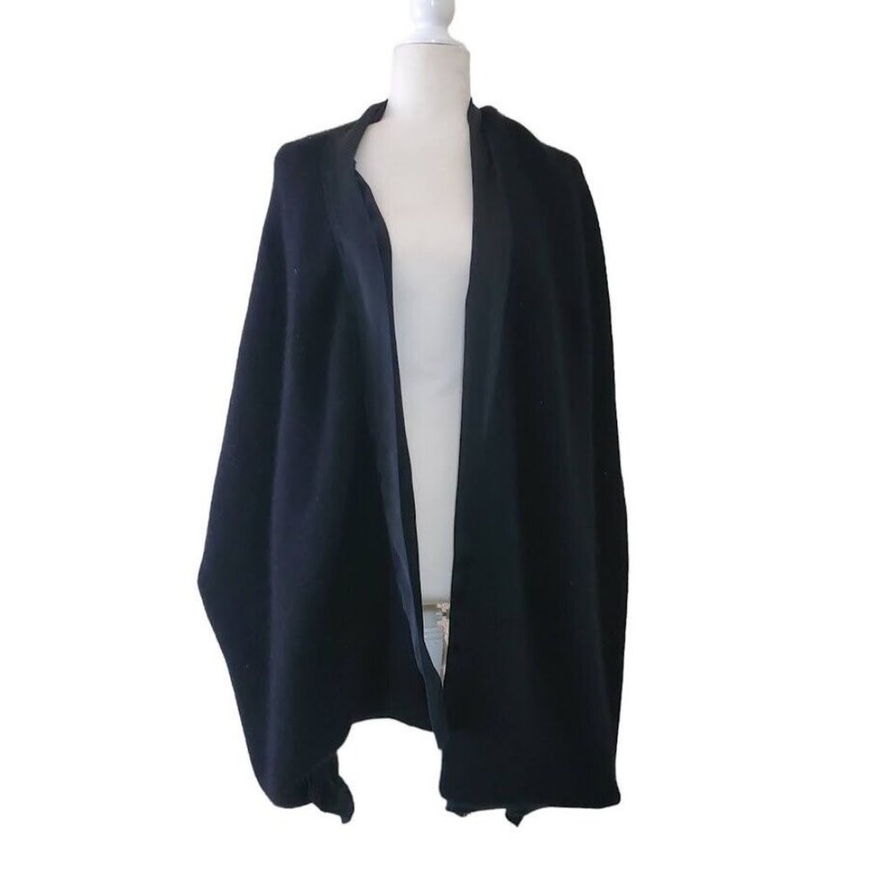TWINSET Simona Barbieri Angora Blend Wrap Scarf Shawl $295 NWT Black Lined 22x70